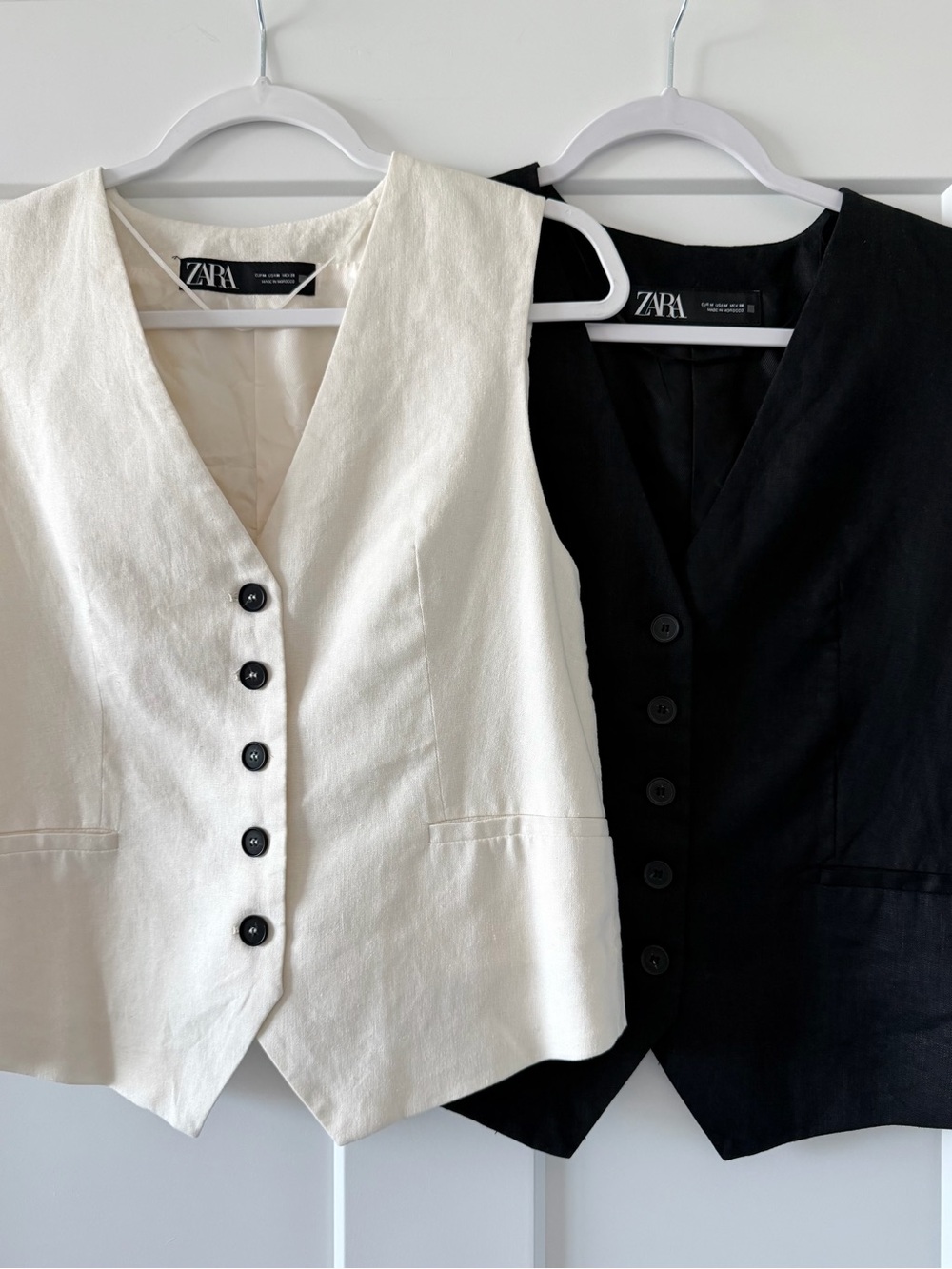 Zara Tailored Linen Blend Vest & High-Rise Shorts Set of 2 Black & Ecru Size M - Picture 6 of 15